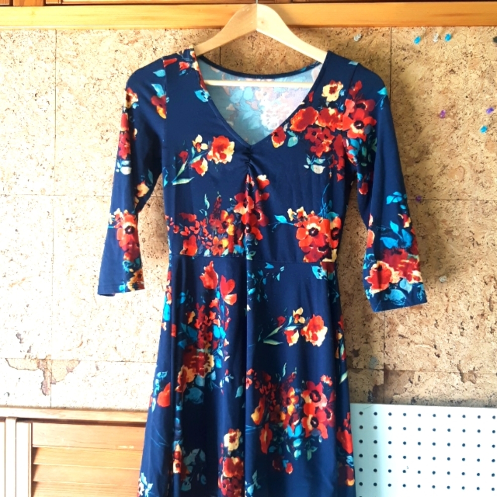 Forever 21 Mini Dress, Size Medium (no tag) Blue & Orange floral